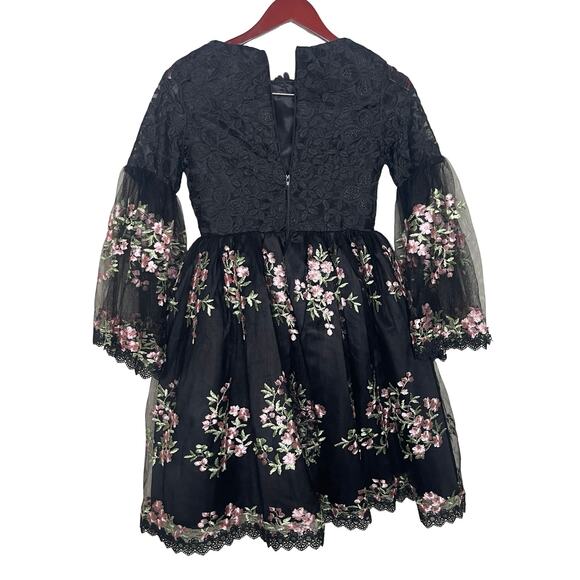 Chasing Fireflies black pink floral corset fairy dress sz 12 - Picture 4 of 8